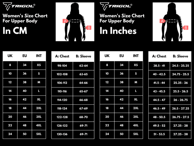 Size Chart Womens Upper body